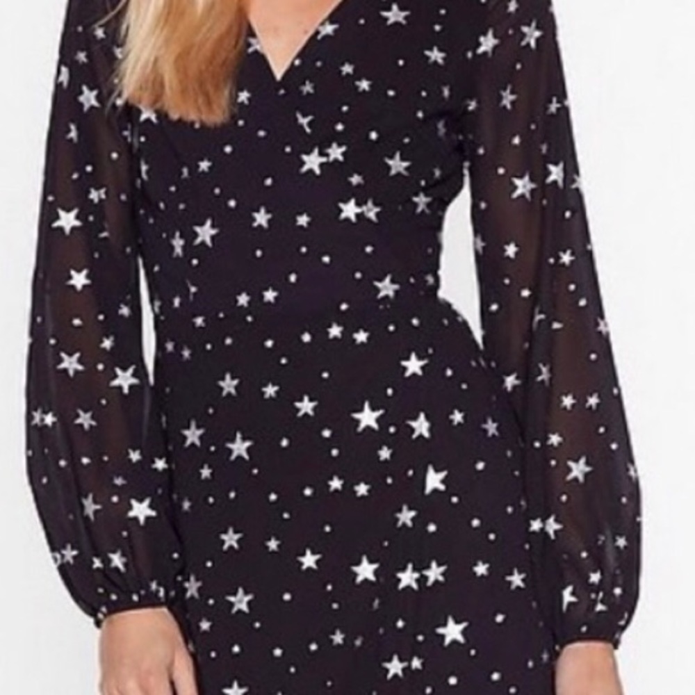 Nasty Gal. Enchanted Star Dress Black- US 4. NWT - Picture 2 of 4